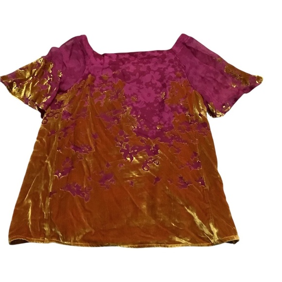 Anthropology Maeve Magenta Floral velvet Blouse - Picture 2 of 3